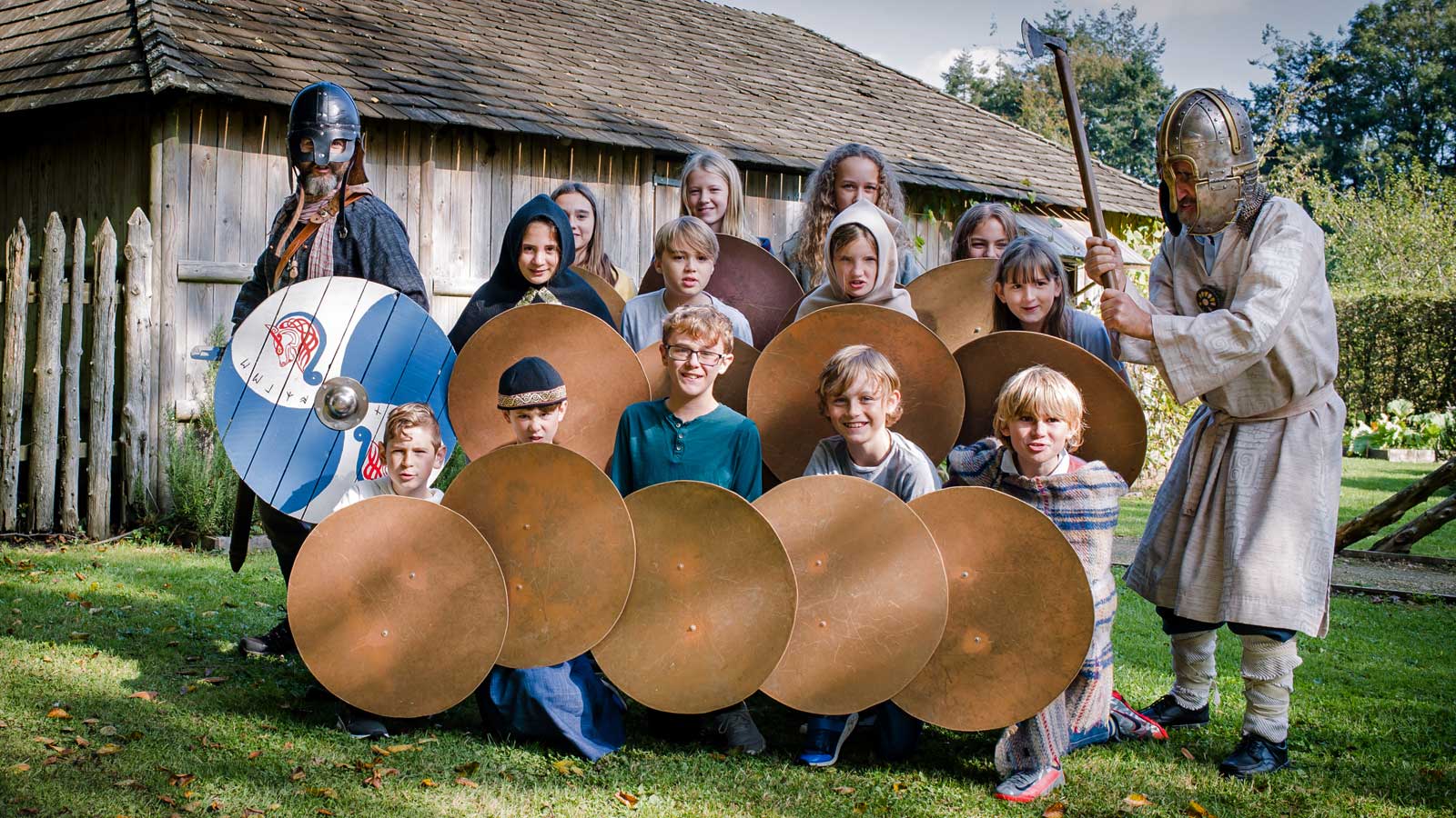 Children posing as Saxon soldiers