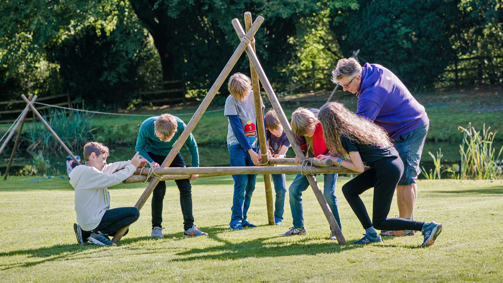 Children Working Together on a Team Building Exercise
